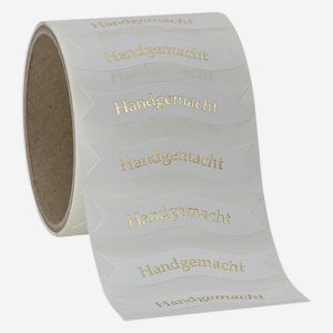Etichetta fiocco "handgemacht", 19x70, bianco 