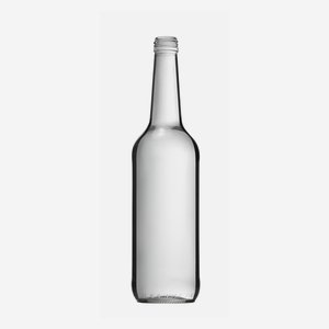 Bottiglia a collo lungo 700 ml, vetro bianco, PP28