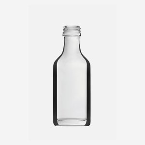Bottiglia di liquore 20 ml, vetro bianco, quadrata