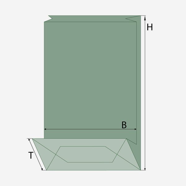 Sacchetto fondo quadrato, marrone/verde finestra