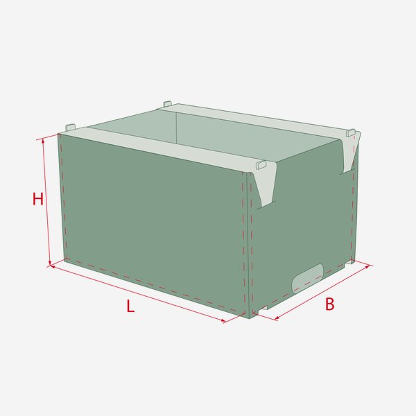 Scatole di cartone 10kg, L380 x B281 x H213mm