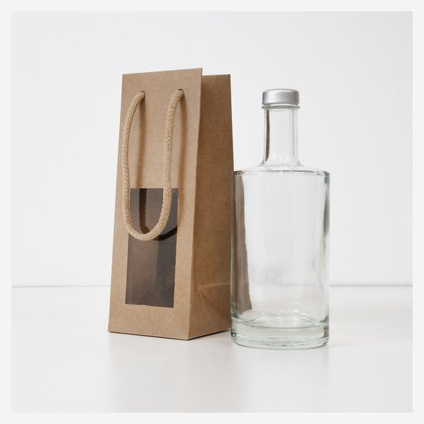 Borsa regalo, marrone, finestra,  VIV-500ml