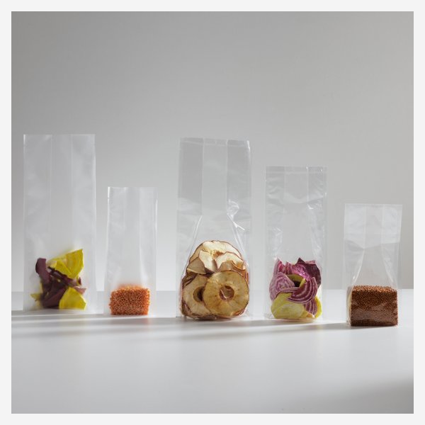 Sacchetti di plastica con fondo piatto trasparente