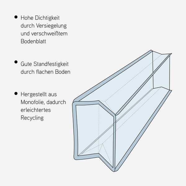 Sacchetti di plastica con fondo piatto trasparente