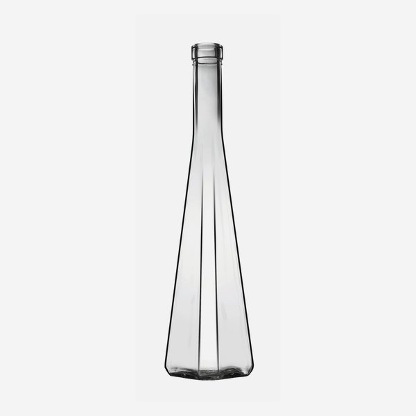 Bottiglia triangolare 350ml, vetro bianco, sughero